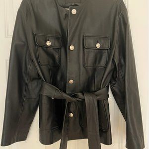 BRAND NEW W/ TAGS Maje collarless leather jacket